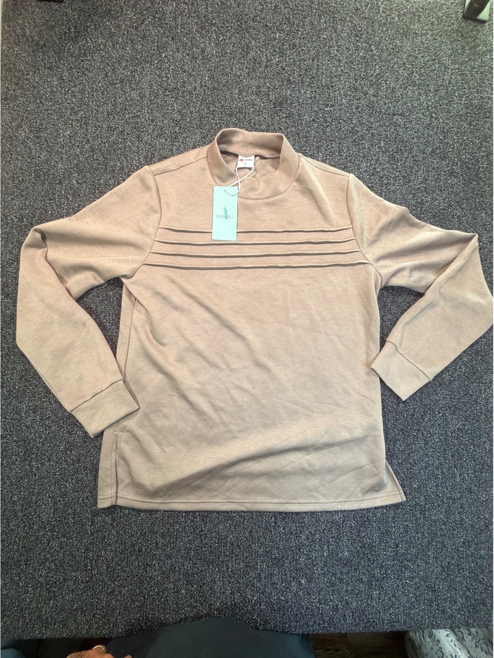 Wiholl Beige Long Sleeve Mock Neck Top Size M